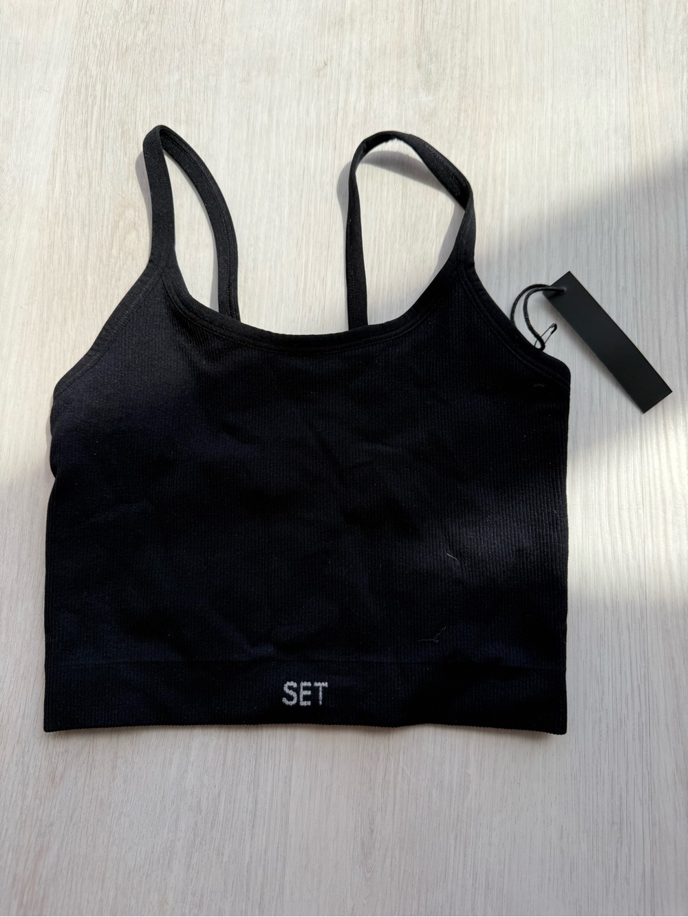 SET Active Black Ribbed Crop Sculptflex Bralette